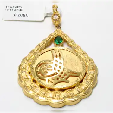 14 Ayar Taşlı Tasarım Kolye Ucu