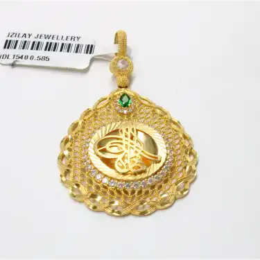 14 Ayar Taşlı Tasarım Kolye Ucu