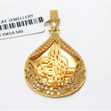 14 Ayar Taşlı Tuğra Kolye Ucu