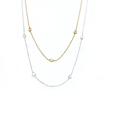 14 Ayar Taşlı Zincir Minimal Kolye