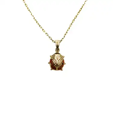 14 Ayar Uğur Böceği Minimal Kolye