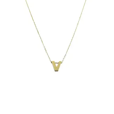 14 Ayar V Harf Minimal Kolye