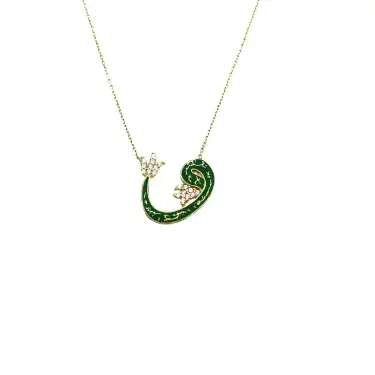 14 Ayar Vav Harfi Minimal Kolye