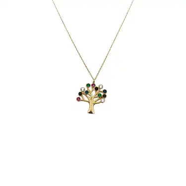 14 Ayar Yaşam Ağacı Minimal Kolye