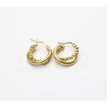 14 Ayar Yeşil Renk Dorikalı Küpe