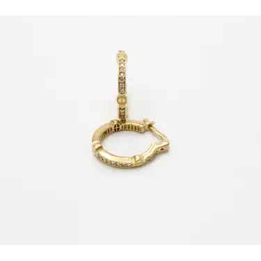 14 Ayar Yeşil Renk Taşlı Tasarım Küpe