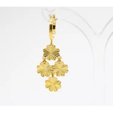 14 Ayar Yonca Desen Pullu Küpe