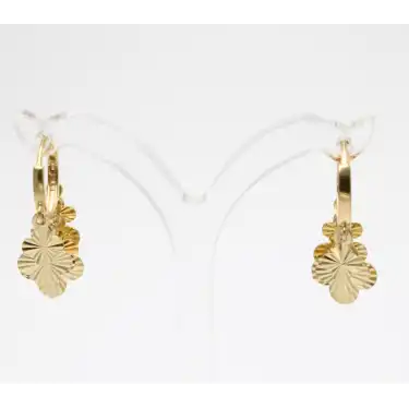 14 Ayar Yonca Desen Pullu Küpe