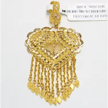 14 Ayar Zincirli Desenli Hint Kolye Ucu