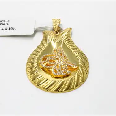 14 AyarTaşlı Tuğra Kolye Ucu