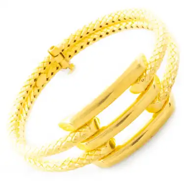 22 Ayar 3 Sıralı Oval Kaburga Bilezik