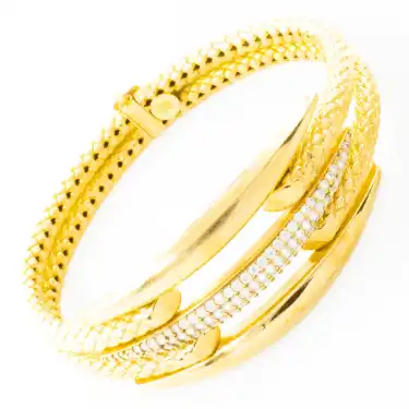 22 Ayar 3 Sıralı Taşlı Kelepçe Bilezik