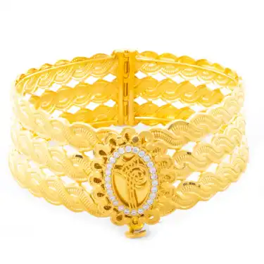 22 Ayar 3 Sıralı Taşlı Örgü Kelepçe