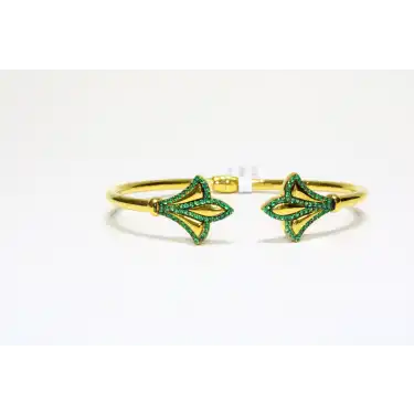 22 Ayar Altın Yeşil Taş İşlemeli Kelepçe Bilezik 13.84 GR KLP2248