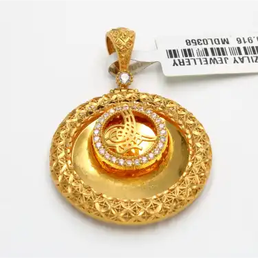 22 Ayar Ayna Tasarım Taşlı Kolye Ucu