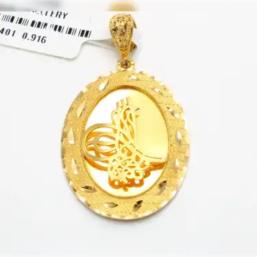 22 Ayar Ayna Tasarım Tuğralı Kolye Ucu