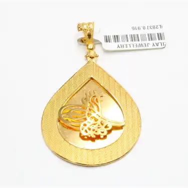 22 Ayar Aynalı Tasarım Tuğra Kolye Ucu