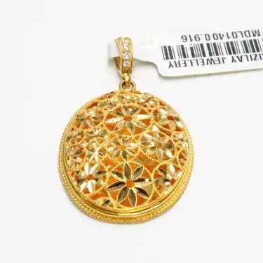 22 Ayar Aynalı Taşlı Kolye Ucu