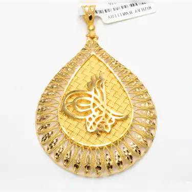 22 Ayar Başak Desenli Tuğra Kolye Ucu