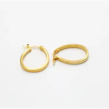 22 Ayar Desenli Oval Küpe