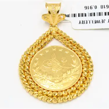 22 Ayar Dorika Desenli Reşat Kolye Ucu