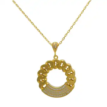 22 Ayar Gurmet Taşlı Beyaz Versace Kolye