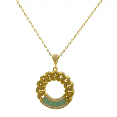 22 Ayar Gurmet Taşlı Versace Kolye