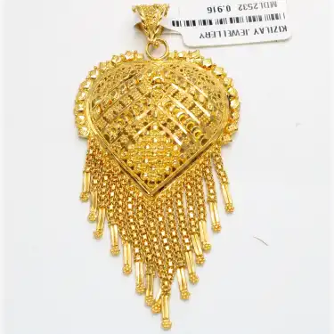 22 Ayar Kalp Tasarım Hint Kolye Ucu