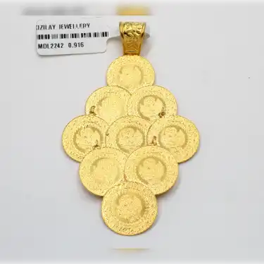 22 Ayar Katmanlı Dokuz Çeyrekli Kolye Ucu