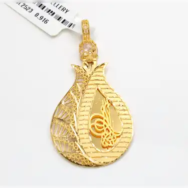 22 Ayar Lale Tasarım Tuğra Kolye Ucu