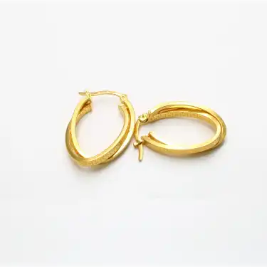 22 Ayar Oval 2 Halkalı Küpe