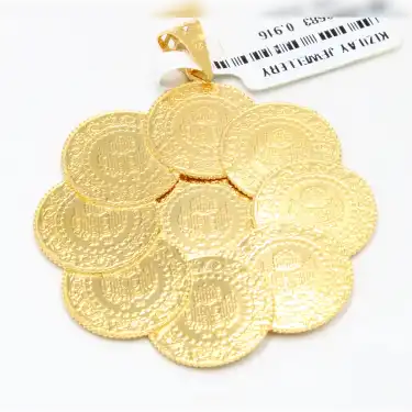 22 Ayar Oval Kardeş Çeyrek Kolye Ucu