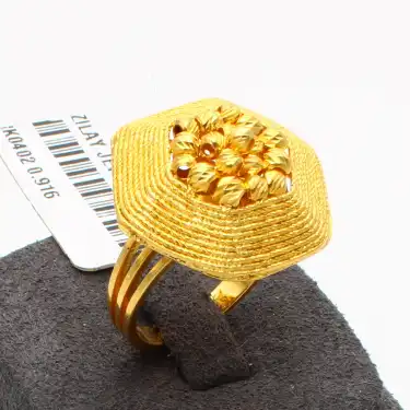 22 Ayar Oval Parmak izi Dorikalı Yüzük