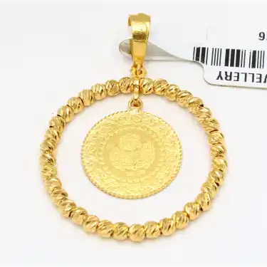 22 Ayar Oval Tasarım Dorika Kolye Ucu