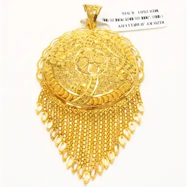 22 Ayar Oval Tasarım Hint Kolye Ucu