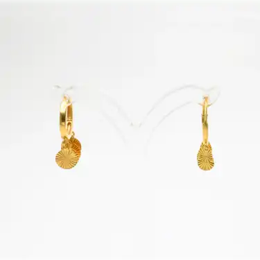 22 Ayar Pullu Lazer ışlemeli Küpe