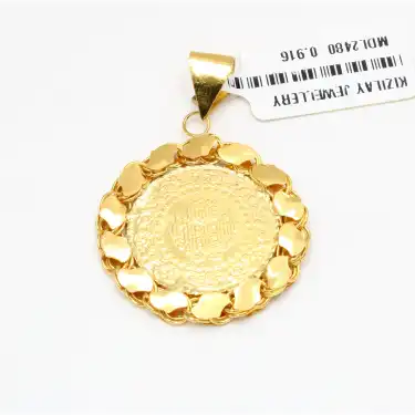 22 Ayar Pullu Yarım Altın Kolye Ucu