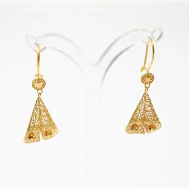 22 Ayar Sallamalı Dorikalı Tül Küpe