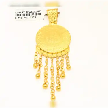 22 Ayar Tam Altın Kişnişli Kolye Ucu