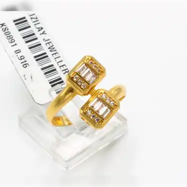 22 Ayar Taşlı 2 Başlı Baget Yüzük