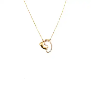 22 Ayar Taşlı Ayak Izi Minimal Kolye