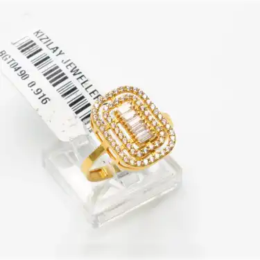 22 Ayar Taşlı Baget Yüzük