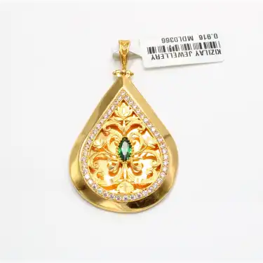 22 Ayar Taşlı Çiçek Model Kolye Ucu