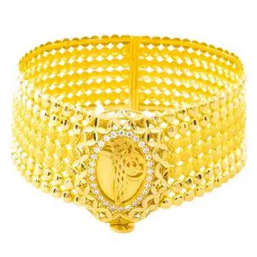 22 Ayar Taşlı Damla Kelepçe Bilezik