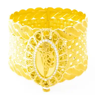 22 Ayar Taşlı Geniş Kelepçe Bilezik