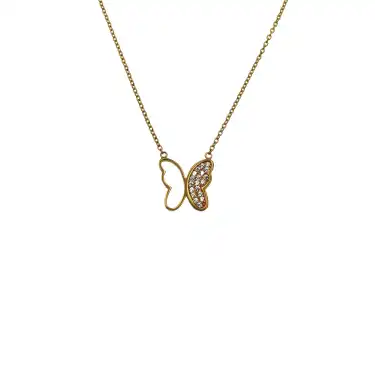 22 Ayar Taşlı Kelebek Minimal Kolye