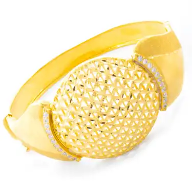 22 Ayar Taşlı Oval Kelepçe Bilezik