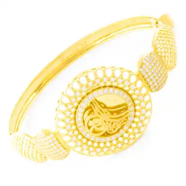 22 Ayar Taşlı Tuğra Kelepçe Bilezik