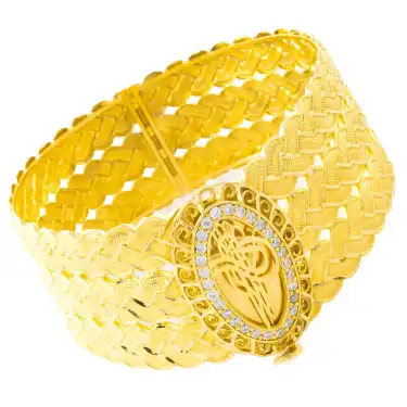 22 Ayar Taşlı Tuğra Sarmal Kelepçe