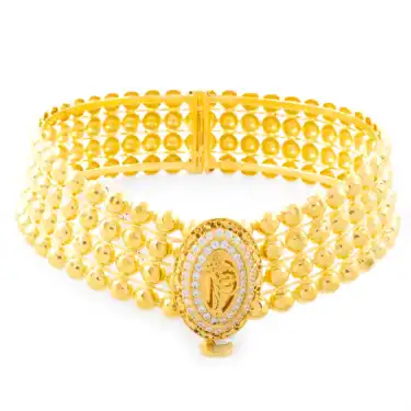 22 Ayar Taşlı Tuğralı 4 Sıralı Kelepçe